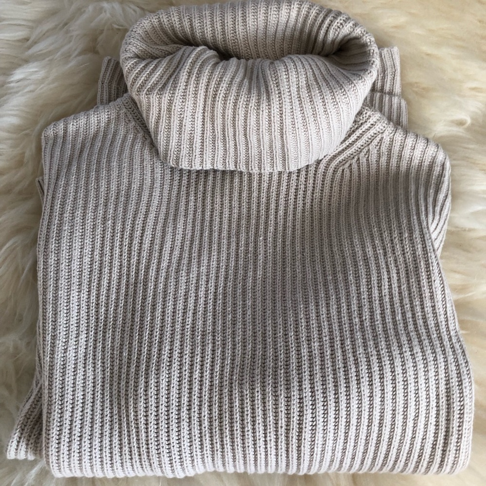 Free Assembly Tunic Turtleneck Sweater Beige